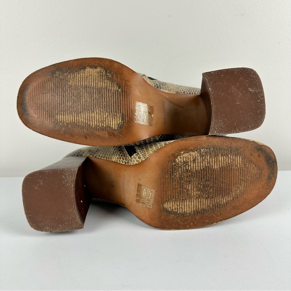 Topshop Snakeskin Print Booties Tan Black Leather High Block Heels Women’s 38 - Picture 10 of 16